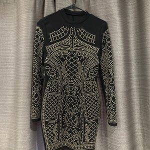 Black dress with gold beads